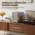 KOSKOG Adjustable Vinyl Record Holder to Keep Records Upright, Holds 20–60 LPs, Solid Acacia Wood Album Stand, Modern Decorative Display for Player, Shelf & Home Decor