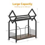 2-Tier Vinyl Record Storage Holder with Dividers, 24.4''W Vinyl Record Display, 300 LPs Vinyl Record Storage Rack, Suitable for Magazines, Books, Documents, Albums