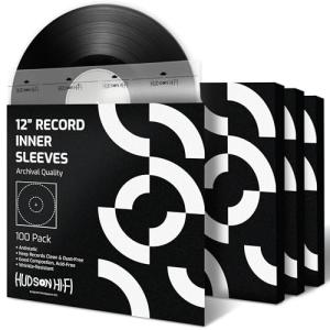 Hudson Hi-Fi Anti-Static Vinyl Record Inner Sleeves 100 Pack - Durable Clear Disc Sleeves- Protect Your LP Albums from Scratches, Dust & Dirt - Acid-Free Rice Paper Interior Disc Covers