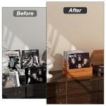 Vecxoty Wood Vinyl Record Storage, Retro & Durable Vinyl Crate and Record Holder, Album Storage Record Case Box for 60+ Records, Perfect Record Organizer for Home Decor and Collection Display(Brown)