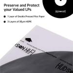 Hudson Hi-Fi Anti-Static Vinyl Record Inner Sleeves 100 Pack - Durable Clear Disc Sleeves- Protect Your LP Albums from Scratches, Dust & Dirt - Acid-Free Rice Paper Interior Disc Covers