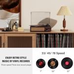 Vinyl Record Player Turntable with Built-in Bluetooth Receiver & 2 Stereo Speakers, 3 Speed 3 Size Portable Retro Record Player for Entertainment and Home Decoration