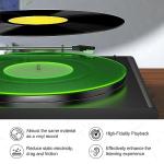 Turntable Mat Record Platter Slipmat: Greenlit Acrylic Record Player Platter Vinyl Slip Mats for Turntables Antistatic Tighter & Defined Bass, Green
