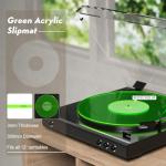 Turntable Mat Record Platter Slipmat: Greenlit Acrylic Record Player Platter Vinyl Slip Mats for Turntables Antistatic Tighter & Defined Bass, Green