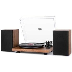 1 BY ONE Bluetooth Turntable HiFi System with 36 Watt Bookshelf Speakers, Patend Designed Vinyl Record Player with Magnetic Cartridge, Wireless Playback and Auto Off