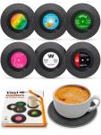 6Pcs Vinyl Record Coasters for Drinks - 4.1" Retro Gift Record Player Coasters for Desk - Durable and Heat-Resistant Mini Vinyl Records Set for 80s Decor in Home, Bar, Kitchen or Office
