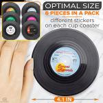 6Pcs Vinyl Record Coasters for Drinks - 4.1" Retro Gift Record Player Coasters for Desk - Durable and Heat-Resistant Mini Vinyl Records Set for 80s Decor in Home, Bar, Kitchen or Office