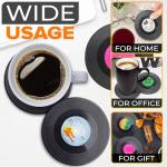 6Pcs Vinyl Record Coasters for Drinks - 4.1" Retro Gift Record Player Coasters for Desk - Durable and Heat-Resistant Mini Vinyl Records Set for 80s Decor in Home, Bar, Kitchen or Office