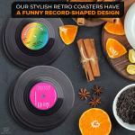 6Pcs Vinyl Record Coasters for Drinks - 4.1" Retro Gift Record Player Coasters for Desk - Durable and Heat-Resistant Mini Vinyl Records Set for 80s Decor in Home, Bar, Kitchen or Office