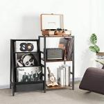 Bikoney Record Player Stand, Turntable Stand with 3-Tier Vinyl Record Storage, Record Player Table 200 Albums, End Table with Vinyl Display Holder Shelf, Record Player Cabinet Media Console for Stereo