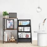 Bikoney Record Player Stand, Turntable Stand with 3-Tier Vinyl Record Storage, Record Player Table 200 Albums, End Table with Vinyl Display Holder Shelf, Record Player Cabinet Media Console for Stereo