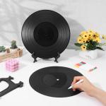 4 Set Vinyl Wedding Record Guestbooks 11.8" DIY Alternative Signature Record Guestbook with Holders Color Pens and Stickers Black Wedding Guestbooks for Birthday Party Halloween Christmas DIY Gifts