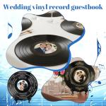 4 Set Vinyl Wedding Record Guestbooks 11.8" DIY Alternative Signature Record Guestbook with Holders Color Pens and Stickers Black Wedding Guestbooks for Birthday Party Halloween Christmas DIY Gifts