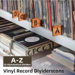 Jxueych Vinyl Record Dividers - Alphabetical A-Z Wooden Record Holder Organizer Guides