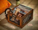 3IngSeagulls Vinyl Record Storage Crate Wooden Record Holder, Classic Cube Record Organizer Storage 100+ Records, Brown Color Vinyl Record Holder for Albums Super Easy to Assemble…