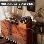 Vecxoty Wood Vinyl Record Storage, Retro & Durable Vinyl Crate and Record Holder, Album Storage Record Case Box for 60+ Records, Perfect Record Organizer for Home Decor and Collection Display(Brown)