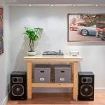 ZICOTO Decorative Vinyl Record Storage Box for 50+ Single Records - Sturdy and Easy to Carry LP Holder with Lid - The Perfect Storage Crate for Your Valuable Album Collection