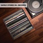 ZICOTO Decorative Vinyl Record Storage Box for 50+ Single Records - Sturdy and Easy to Carry LP Holder with Lid - The Perfect Storage Crate for Your Valuable Album Collection