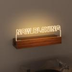 CoolGift Mart Now Playing Vinyl Record Stand Wall Mount, Light up Record Holder, Wooden Acrylic Display with Warm White Lights for Albums, Room Decor, for Vinyl Lovers