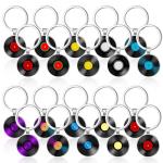Sureio 20 Pcs Retro Vinyl Record Album Keychain Music Recording Player Metal Dj Pendant Charm Key Chain Gift for Music Lover (Multicolor)