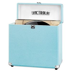Victrola Collector – Record Storage Case – Holds 30+ Vinyl Turntable Records, Heavy-Duty Hardware, Hinges, & Smart Metal Corners, Portable with Easy-Carry Handle (Turquoise)