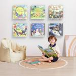 Meaocer Vinyl Record Shelf Wall Mount, 6 Pack 12 inch Clear Acrylic Album Record Holder Display, Kids Bookshelf, Floating Wall Shelves for Bathroom, Bedroom, Living Room, Kitchen (Clear-6pcs)