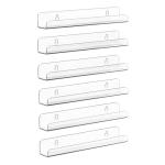 Meaocer Vinyl Record Shelf Wall Mount, 6 Pack 12 inch Clear Acrylic Album Record Holder Display, Kids Bookshelf, Floating Wall Shelves for Bathroom, Bedroom, Living Room, Kitchen (Clear-6pcs)