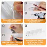 Meaocer Vinyl Record Shelf Wall Mount, 6 Pack 12 inch Clear Acrylic Album Record Holder Display, Kids Bookshelf, Floating Wall Shelves for Bathroom, Bedroom, Living Room, Kitchen (Clear-6pcs)