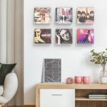 Meaocer Vinyl Record Shelf Wall Mount, 6 Pack 12 inch Clear Acrylic Album Record Holder Display, Kids Bookshelf, Floating Wall Shelves for Bathroom, Bedroom, Living Room, Kitchen (Clear-6pcs)