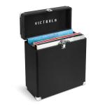 Victrola Collector – Record Storage Case – Holds 30+ Vinyl Turntable Records, Heavy-Duty Hardware, Hinges, & Smart Metal Corners, Portable with Easy-Carry Handle (Black)