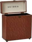 Victrola Collector – Record Storage Case – Holds 30+ Vinyl Turntable Records, Heavy-Duty Hardware, Hinges, & Smart Metal Corners, Portable with Easy-Carry Handle (Brown)