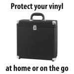 Victrola Collector – Record Storage Case – Holds 30+ Vinyl Turntable Records, Heavy-Duty Hardware, Hinges, & Smart Metal Corners, Portable with Easy-Carry Handle (Black)
