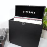Victrola Collector – Record Storage Case – Holds 30+ Vinyl Turntable Records, Heavy-Duty Hardware, Hinges, & Smart Metal Corners, Portable with Easy-Carry Handle (Black)