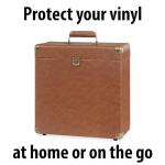 Victrola Collector – Record Storage Case – Holds 30+ Vinyl Turntable Records, Heavy-Duty Hardware, Hinges, & Smart Metal Corners, Portable with Easy-Carry Handle (Brown)
