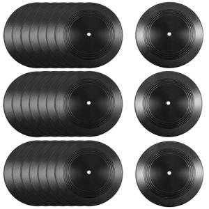 Frcctre 24 Pack Blank Vinyl Records, 7 Inch Black Vinyl Records Vintage Fake Records Albums Records, Plain Vinyls Record Retro Decor for Home Party Studio Wall Aesthetic Graffiti