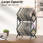 RUILALIFE 2-Tier-Vinyl-Record-Storage-Holder With Dividers, 200 LPs Albums Storage Rack Shelf, Steel Music Records Display Shelf Organizer For Book, Magazine, Files