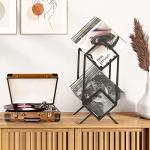 RUILALIFE 2-Tier-Vinyl-Record-Storage-Holder With Dividers, 200 LPs Albums Storage Rack Shelf, Steel Music Records Display Shelf Organizer For Book, Magazine, Files