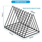 EASEPRES Vinyl Record Holder Storage, 9 Slot Metal Magazine Book Album Display Rack, Stylish Triangle Desktop File Sorter Organizer for Home Office, Black
