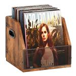 Homeiju Vinyl Record Storage, Record Box Case Crate, Vinyl Record Album Holder, Desktop Metal & Wooden LP Record Crate, Holds up to 60 Records（Patent No.D1024563