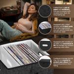 Sturdy Vinyl Record Storage Box - Album Storage Holds up 50+ Single Record, LP Storage Organizer Crate With Lid, Decorative Moving Box For Records, Solutions to Protect Your Precious Collection Black