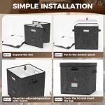 Sturdy Vinyl Record Storage Box - Album Storage Holds up 50+ Single Record, LP Storage Organizer Crate With Lid, Decorative Moving Box For Records, Solutions to Protect Your Precious Collection Black