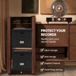 Sturdy Vinyl Record Storage Box - Album Storage Holds up 50+ Single Record, LP Storage Organizer Crate With Lid, Decorative Moving Box For Records, Solutions to Protect Your Precious Collection Black