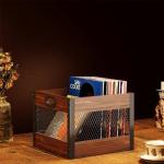 X-cosrack Vinyl Record Storage Crate, Wooden LP Record Organizer, Holds 60–80 Records, Classic Cube Storage for Albums