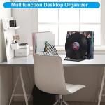 EASEPRES Vinyl Record Holder Storage, 9 Slot Metal Magazine Book Album Display Rack, Stylish Triangle Desktop File Sorter Organizer for Home Office, Black