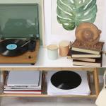 Now Playing Vinyl Record Holder for Record Player Stand | 3D Laser Rustic Vintage Now Spinning Vinyl Record Storage Stand Display | Wooden Sleeves for Music Albums