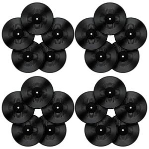 xozeooeu 20 Pack 12 Inch Blank Vinyl Records for Wall Decor - Fake PVC Records for Music Room, Rock Party, DIY Graffiti and Vintage Aesthetic