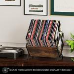 YINMIT Vinyl Record Holder, 80-100 LP Vinyl Record Storage Rack, Quick Assembly Vinyl Record Display, Retro Style Organizer for Magazine, Book, Files, Albums (Rustic Brown, 1 Tier)