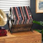 YINMIT Vinyl Record Holder, 80-100 LP Vinyl Record Storage Rack, Quick Assembly Vinyl Record Display, Retro Style Organizer for Magazine, Book, Files, Albums (Rustic Brown, 1 Tier)