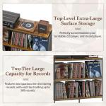 3-Tier Vinyl Record Storage: Vintage Player Table with Spacious Storage - Up to 450 Records, Turntable Stand with Adjustable Dividers, Extra Top Surface for Audio Equipment, Perfect for Living Room