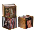 Honkazita 1 Cube Vinyl Record Storage - DIY Stackable 40-55 Records Visualize Album Storage Record Holder Box - Desktop Natural Wooden & Metal Cube Record Crate Organizer Cabinet